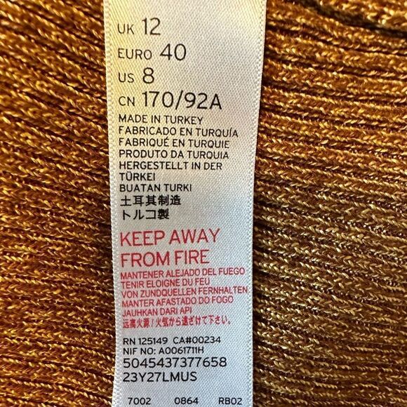 TOPSHOP Women's Ribbed Mock Neck Long Sleeve Sweater Mustard Gold Size 8 - Picture 7 of 8